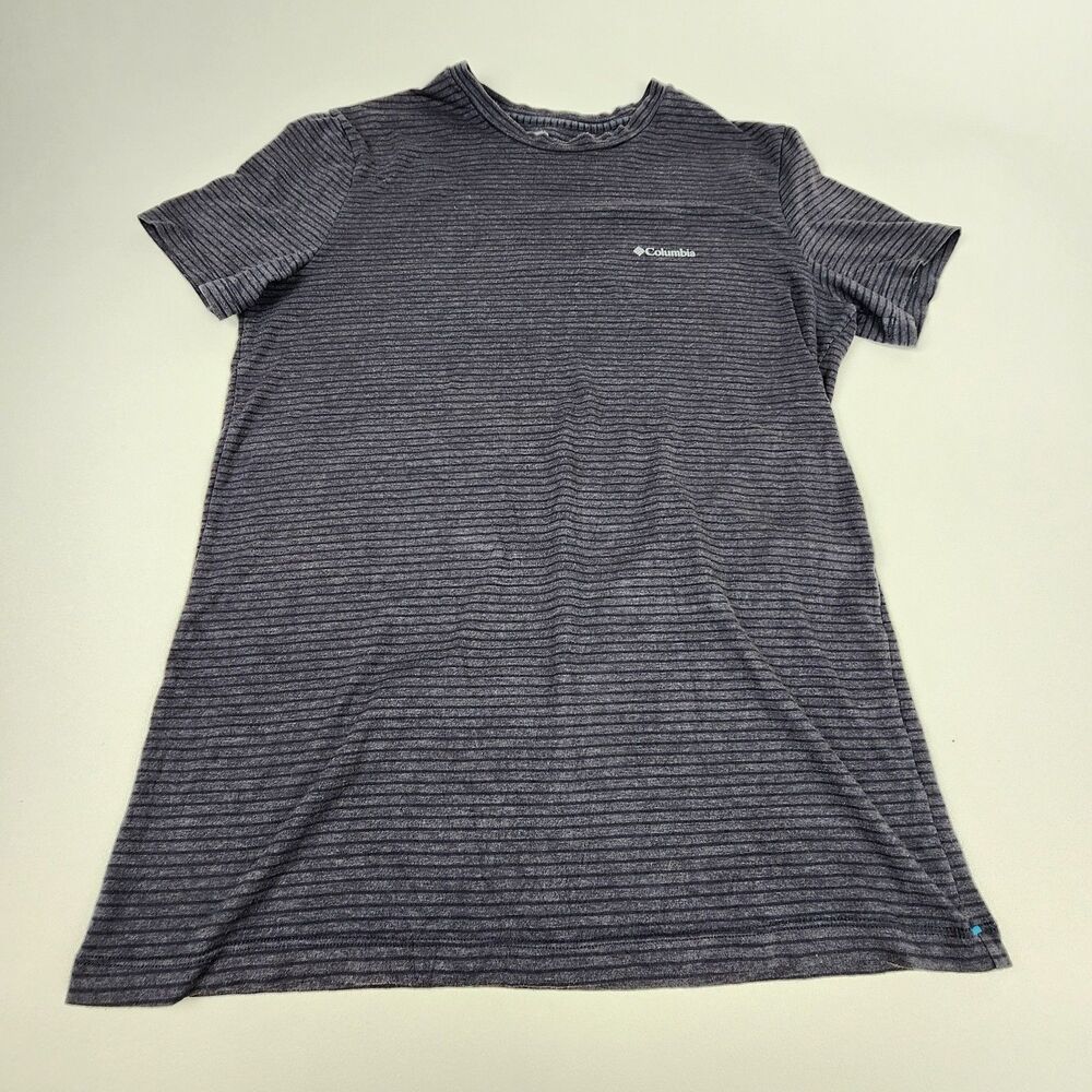 Columbia Women's Small Purple Black Heather Stripe Stretch T Shirt S